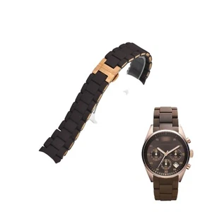 AR5891 20mm Brown&Rose Rubber Plated Steel Bracelet For Emporio Armani - Picture 1 of 7