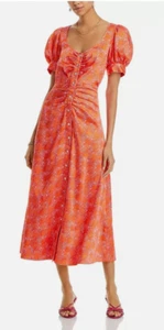 Cinq a Sept Summer Waves Ximena Puff Sleeve MIDI Dress, size 4 - Picture 1 of 6