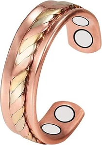Copper Rings for Women, Magnetic Pure Three -Color Gold Weave... - Picture 1 of 5
