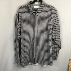 Pringle Of Scotland Shirt Mens XXL 2XL Black Gray Striped 100% Cotton Button - Picture 1 of 17