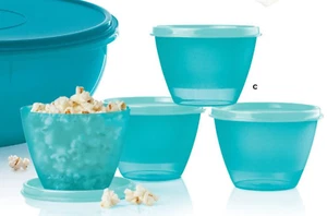Tupperware Klar Kühlschrank Schüsseln & Dichtungen 4er Set Marke Aqua Blau Mint Neu - Bild 1 von 1