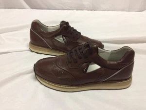 FTMITM MEN'S SHOES SIZE 9, 42 Eur Brown Lace Jogger,freeman Plat.f4 - Picture 1 of 12