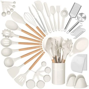 Silicone Cooking Utensils Set 43Pcs Non-Stick Heat Resistant Kitchen Utensils... - Picture 1 of 7