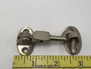 Nickel Swivel Hook And Eye Cabin Door Latch Solid Brass New-Old-Stock - Picture 1 of 4