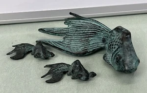 Lot Of 3 Vintage Cast Bronze Fantail Koi Goldfish Betta Fish Paperweights Decor - Picture 1 of 12