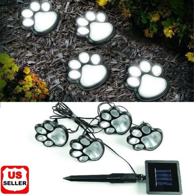4 luces solares con impresión de pata camino para perros LED lindo césped jardín patio decoración pasarela  Foto 1 de 4