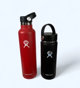 HYDRO FLASK LOT 2 Black 18oz Red 24oz - Picture 1 of 7