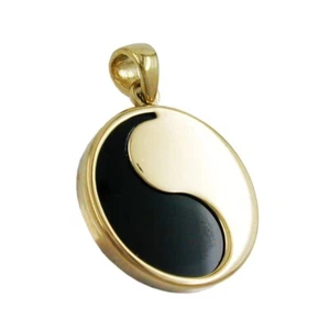 Medallion Jewelry Pendant Yin-Yang Onyx & 375 Gold New, Necklace, Unisex - Picture 1 of 2