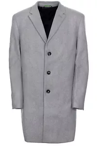 Bruno Banani Mantel Modern Fit Wolloptik Reverskragen Herren Grau Größe l XL XXL - Picture 1 of 4