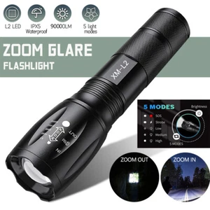 90000LM LED Tactical Military LED Flashlight Torch 5 Modes Zoomable Flashlight - Picture 1 of 11
