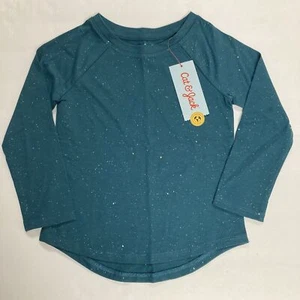 Toddler Girls T-Shirt Size 3T Long Sleeve Sparkle Teal/Blue Cat & Jack - Picture 1 of 6