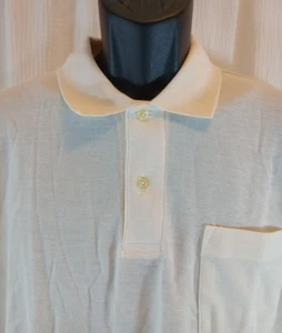 Camisa polo vintage Savile Row para hombre talla L crema manga corta bolsillo en el pecho - Imagen 1 de 17