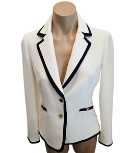 ELIE TAHARI Blazer in Ivory with Black Trim and Gold buttons - 4 Petite - Picture 1 of 7