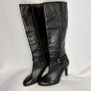 Lauren Ralph Lauren Women’s Black Leather Knee High 3.5” Stiletto Boots Size 8.0 - Picture 1 of 11