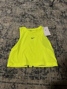 Nike Pro Dri-FIT Big Kids Training Tank Top Volt Yellow High Neck Cropped L NWT - Picture 1 of 2