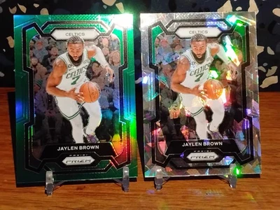 2023-24 Prizm Jaylen Brown 2 Card Lot Green/ Cracked Ice Diamond 💎 - Image 1 of 2