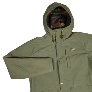 LL Bean Jacket Mens Large Mountain Classic Water Resistant Hooded Coat Green - Picture 1 of 10
