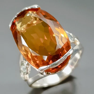 Joyería Anillo Cuarzo Citrino Natural 25 quilates Plata de Ley 925 Talla 8/R423047 Foto 1 de 4