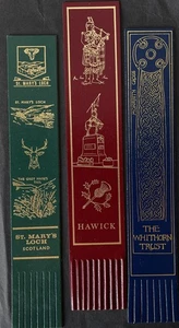 3 Vintage Retro Leather Souvenir Bookmarks ST MARYS LOCH HAYWICK WITHORN TRUST - Imagen 1 de 5