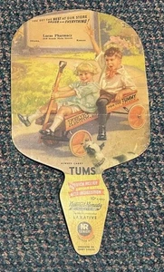 c1930 Ottawa Kansas Lucas Pharmacy Tums ad fan - 318 South Main Street - Picture 1 of 2