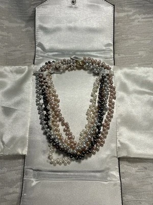 14k Gold Clasp Five Strand Multi-Colored Pearl Necklace 18” Choker NWT -- 2974 - Image 1 of 4