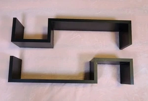 Set of 2 Black Floating Wall Shelves For Home Interior - Picture 1 of 8