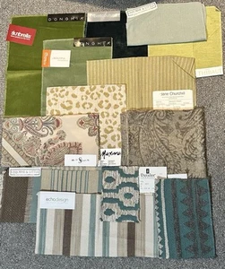 Lot of 13 Designer Fabric Samples Remnants Donghia Mint Celery Green Crafts - Picture 1 of 8