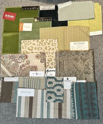 Lot of 13 Designer Fabric Samples Remnants Donghia Mint Celery Green Crafts  - Image 1 of 4