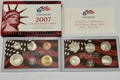 2007 U.S. Mint Silver Proof Set 10 Coins w/ Box & COA "S" Proofs - Image 1 of 4