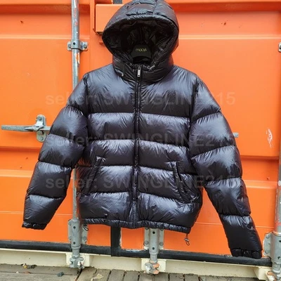 ZARA 100% FEATHER FILL Down PUFFER JACKET Winter Coat Shiny Black Men XL - NWT - Image 1 of 4