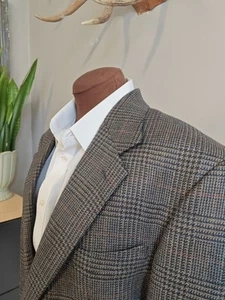 🇺🇲 Oscar De La Renta Two Button Wool Sports Coat 42 R Multicolor Plaid - Picture 1 of 11
