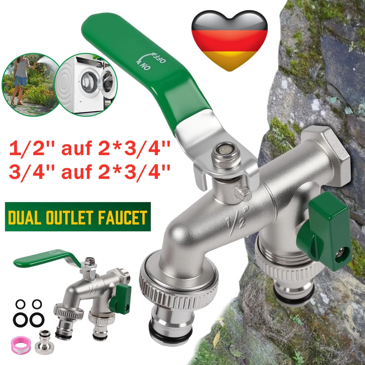 Küchenarmatur Einhand-Mischer Aus Messing – Schwarz, Für Waschbecken, Inkl. 2 Rohre