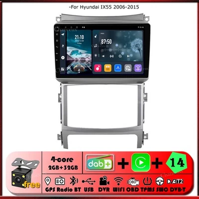 9"Android 14 Autoradio Carplay Stereo GPS SATNavi DAB For Hyundai IX55 2006-2015 - Image 1 of 4