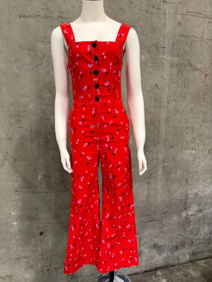 Anthropologie Maeve The Colette Red Cherry Print Jumpsuit Size 2 - Image 1 of 4