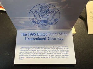 1996 Uncirculated Coin Set U.S Mint OGP includes W Dime - Picture 1 of 8
