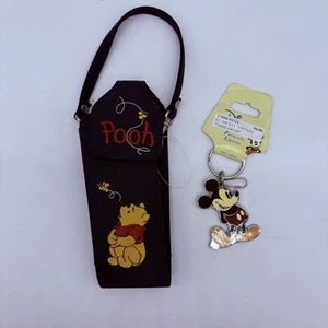 Disney Winnie the Pooh Belt Pouch/ Wrist Old Cell Phone Case And Keychain - Picture 1 of 7