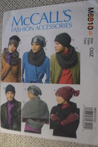 McCall's Patterns M6810 Misses Mens Fashion Accessories Hats Gloves Scarf Uncut - Picture 1 of 2