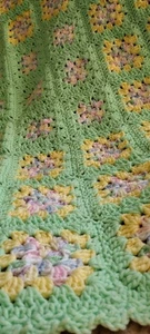 Vintage Knit Crochet Granny Square Afghan Blanket Throw Multi Color 41x45 Mint - Picture 1 of 7