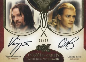 Middle Earth: VM-OB Viggo, Aragorn & Orlando Bloom, Legolas Dual Autograph 18/18 - Bild 1 von 2