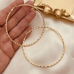 14 Karat vergoldete Creolen große Creolen für Damen, Oversize Creolen - Bild 1 von 11