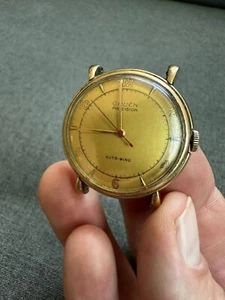 Gruen Precision Auto-Wind Mens Gold Tone Metal Case Wristwatch- No Straps - READ - Picture 1 of 5
