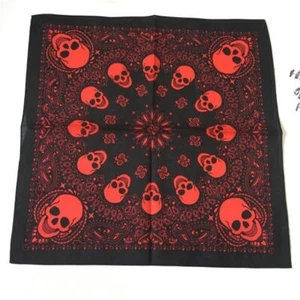 Skull Printed Paisley Bandanas Geometric Cotton Scarves Unisex Accessories 1pc S - Picture 1 of 17