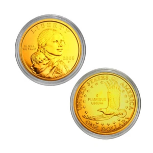 Dólar nativo americano Sacagawea 2008 en capas de oro - Imagen 1 de 1
