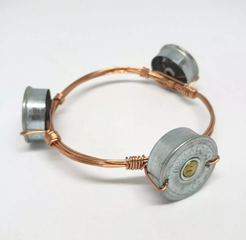 Handmade Winchester 12 GA Shell Bracelet Statement Copper Wire Statement Jewelry - Image 1 of 4