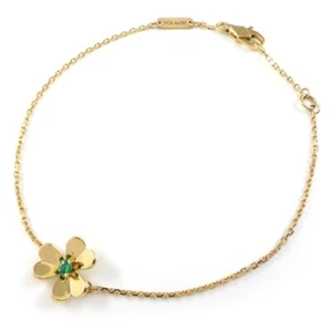 Van Cleef & Arpels Bracelet Frivole Mini Model VCARP7SC00 Flora 1P Emerald 750YG - Picture 1 of 9