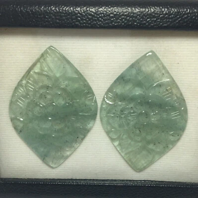 Natural aquamarine carving gemstone pair handmade design good color 62.40 carat - Image 1 of 4