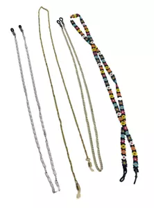 Lot of 4 Gold, Silver, Rose Gold and Floral Beaded Eyeglasses Strap Neck Cords - Picture 1 of 3