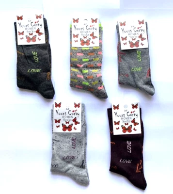 Paquete de 5 pares de calcetines estampados para damas Foto 1 de 4