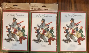 VTG Hallmark Christmas Invitations Norman Rockwell Mailman 22 Cards Holiday - Picture 1 of 4