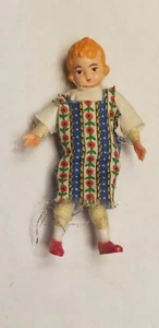 Vintage Caco Girl dollhouse doll Molded hair posable wrapped legs - Picture 1 of 2